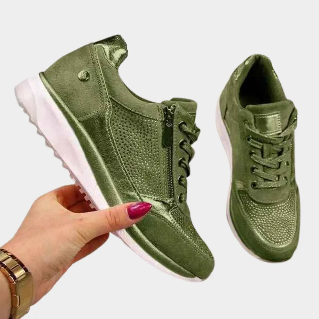 Women's Wedge Sneakers - Sequins Vulcanized Sport Shoes - Fashion Casual Trainers - Multiple Colours